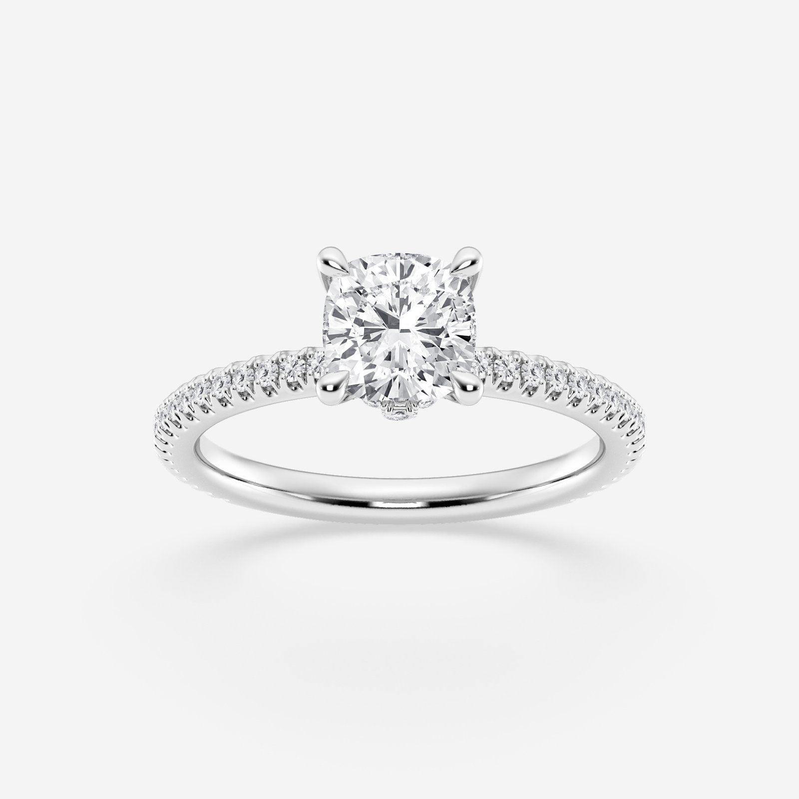 Cushion Solitaire with Textured Pavé Band
