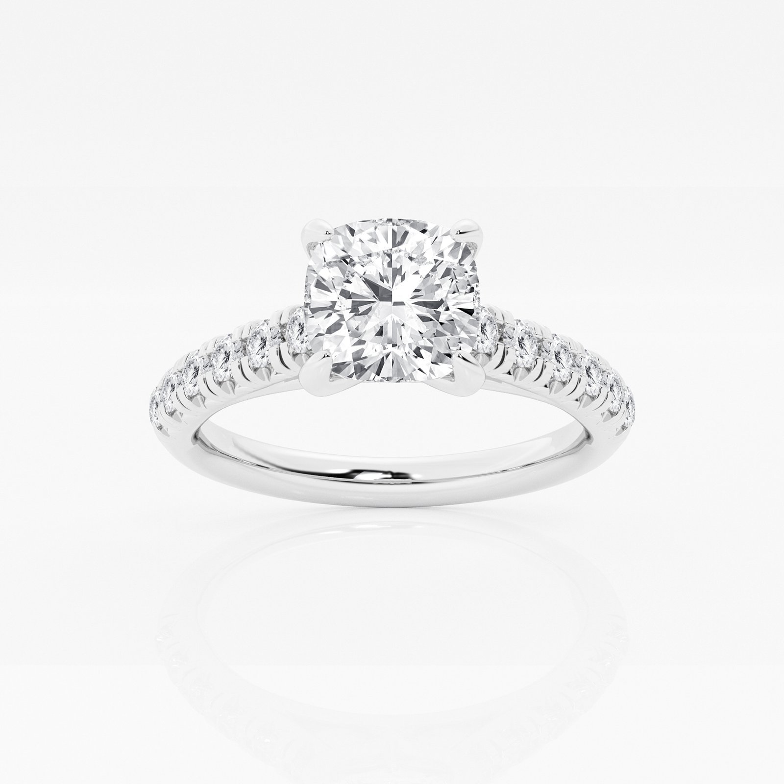 Cushion Solitaire Textured Pavé