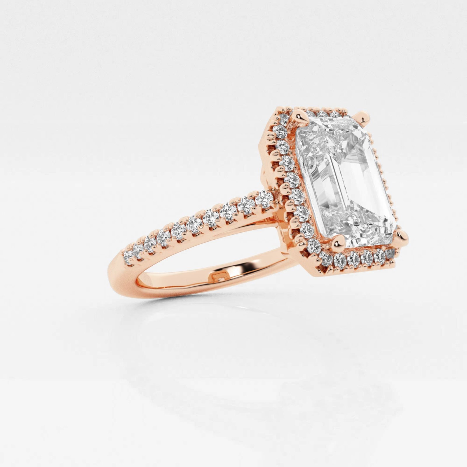 Emerald-Cut Split-Shank Halo Engagement Ring