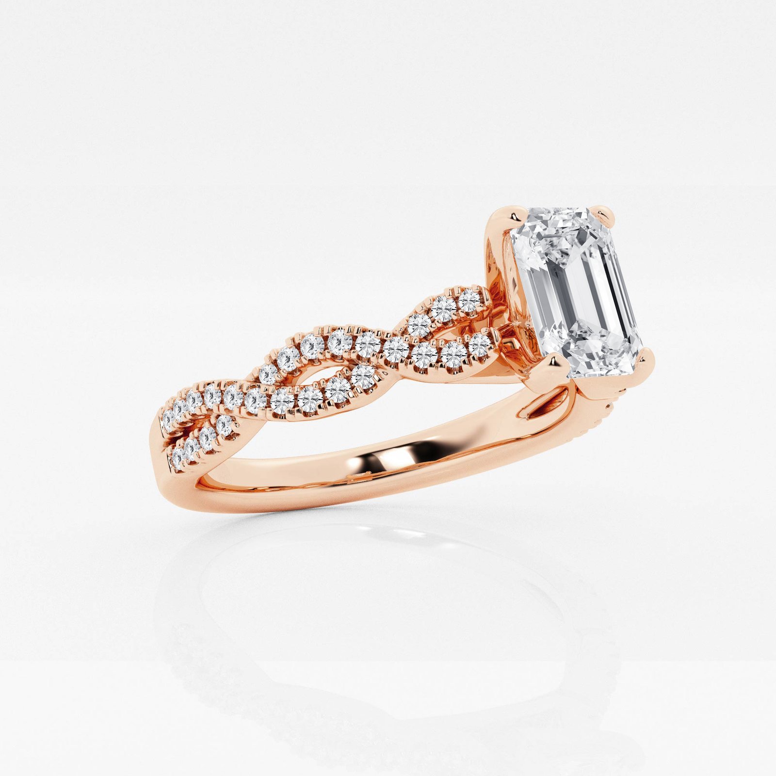Emerald-Cut with Twisted Rose Gold Band