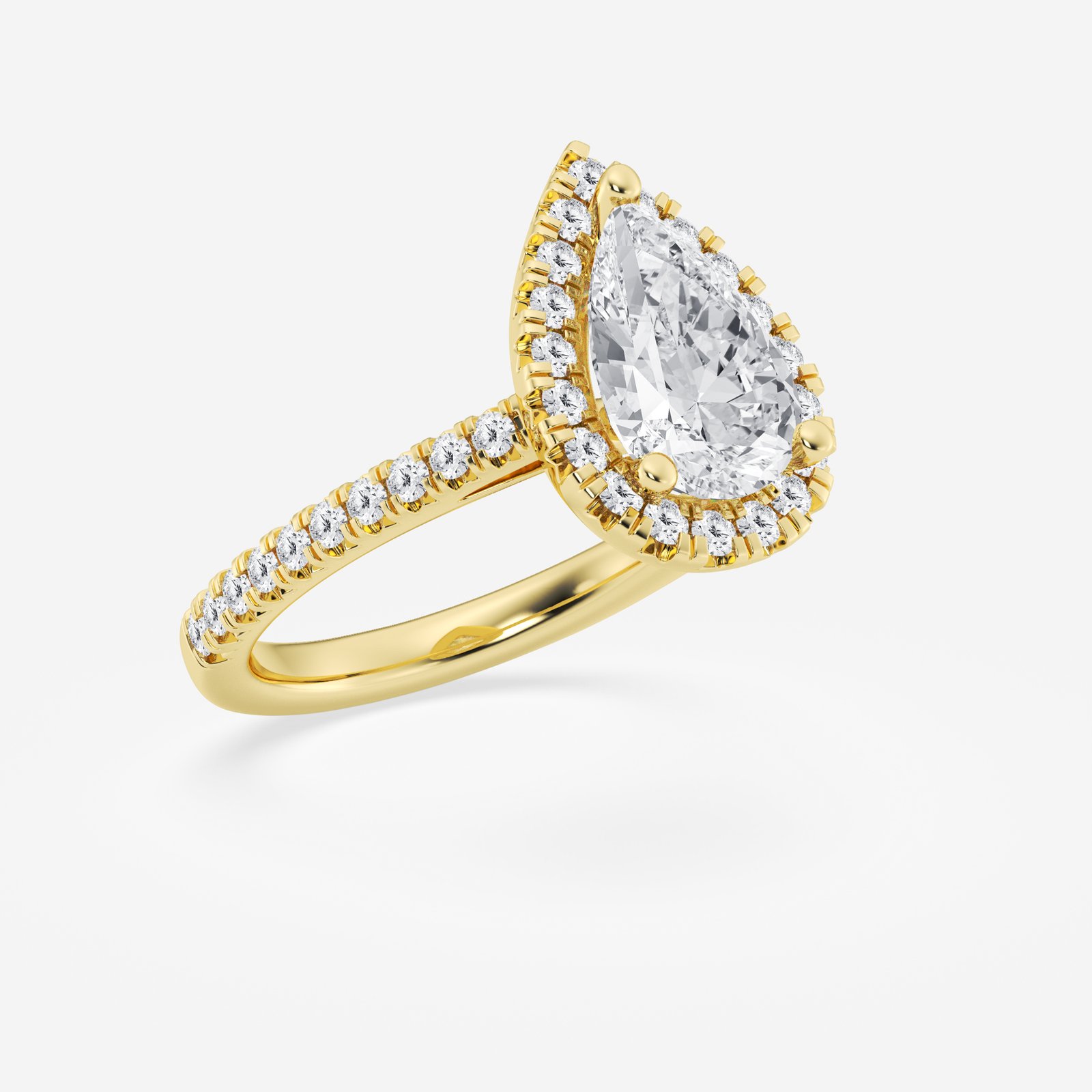 Pear-Shaped Halo Pavé Band Engagement Ring