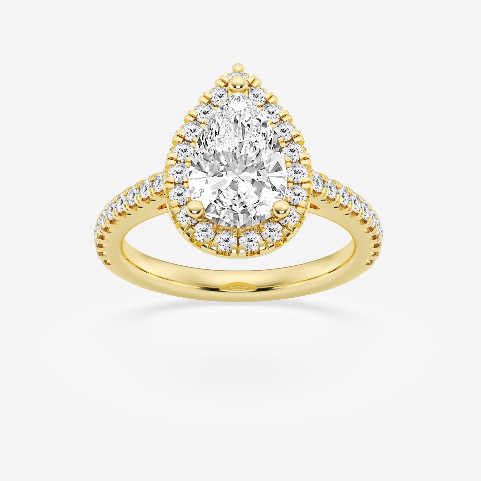 Pear-Shaped Halo Pavé Band Engagement Ring