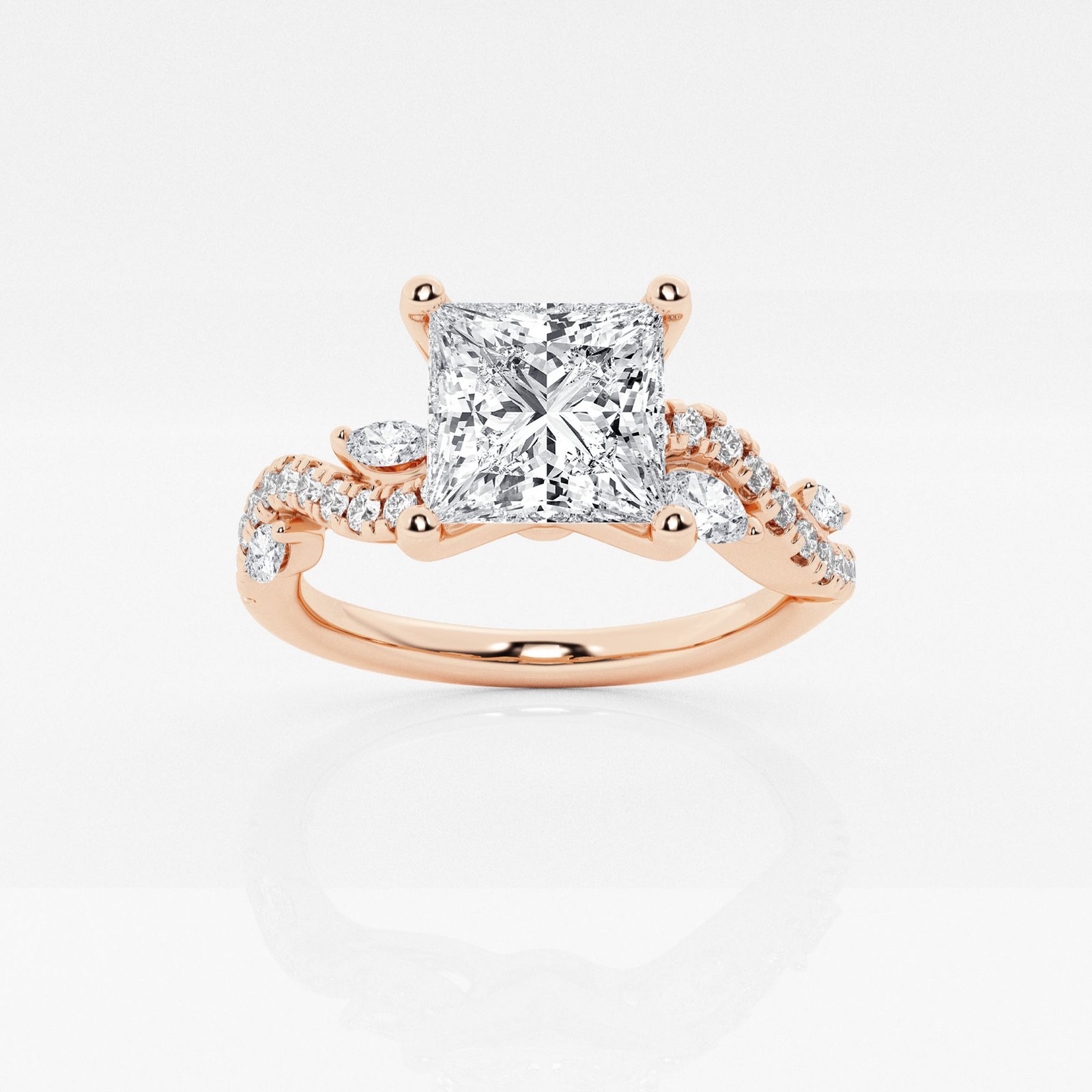 Princess-Cut Three-Stone Rose Gold